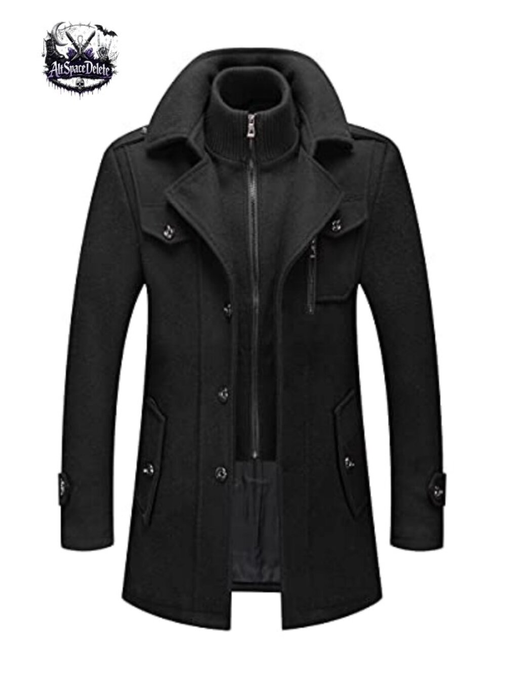 Men's Wool Blend Hooded Pea Coat Trench Overcoat Winter Jacket